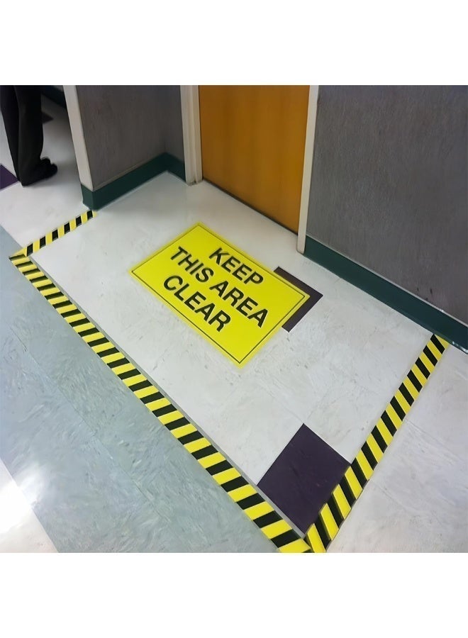 شريط أمان أسود وأصفر للتحذير لوضع علامات على الأرضية، شريط تحذير قوي لاصق ومقاوم للماء لمصانع الجراجات والمستودعات والأرضيات الخارجية (5 سم × 33 م/2 بوصة × 110 قدم) - Image 4